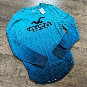 NWT Hollister Blue and Navy Long Sleeve Shirt Small